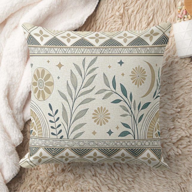 Celestial Botanisk folkart Seamless Mönster Kudde (Filt)