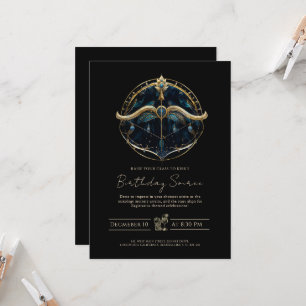 Celestial Bow Arrow Cosmic Black Guld Sagittarius Inbjudningar