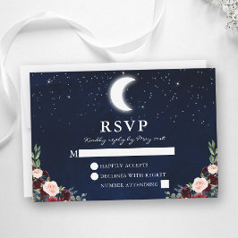 Celestial Bröllop Blå Himmel Månstjärnor Blommor OSA Kort