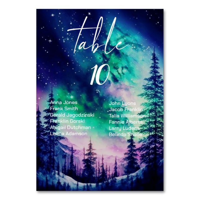 Celestial Bröllop-Bordsnummer med gäst Namn Bordsnummer (Framsidan)