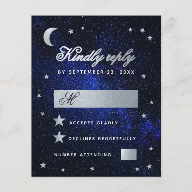 Celestial Bröllop Faux Silver Stars budgetOSA (Framsida)