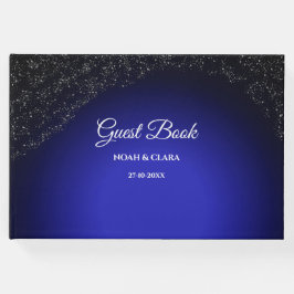 Celestial bröllop Full Moon & Stars Midnattblått Gästböcker