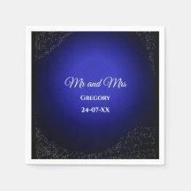 Celestial bröllop Full Moon & Stars Midnattblått