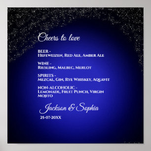 Celestial bröllop Full Moon & Stars Midnight-menyn Poster