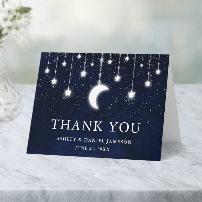 Celestial Bröllop Himlar Måne Stars Ljus antecknin Tack Kort (Customize to add text to inside of card.
)