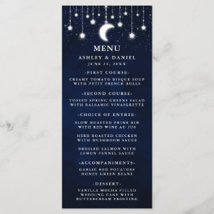 Celestial Bröllop Måne Stars Ljus Menu Meny