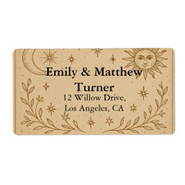 Celestial Bröllop Sol och Måne Design Fraktsedel