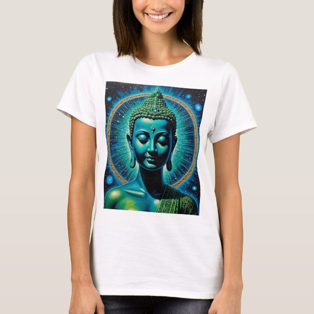 Celestial Buddha Cosmic Andlig Art Tee (Framsida)