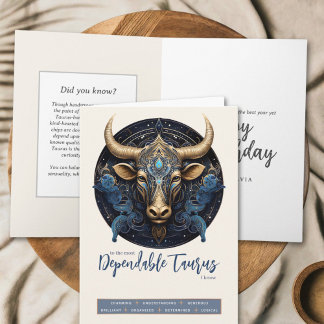 Celestial Bull Fantasy Zodiac Taurus Sign Birthday Kort