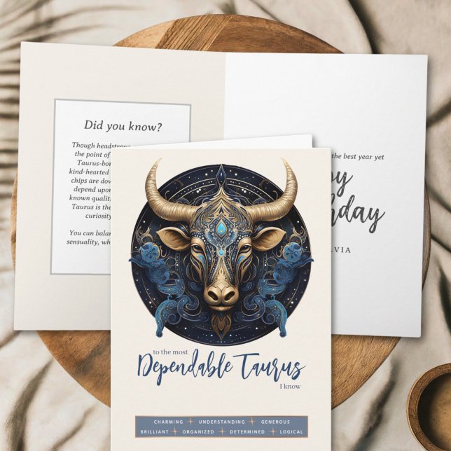 Celestial Bull Fantasy Zodiac Taurus Sign Birthday Kort (Skapare uppladdad)