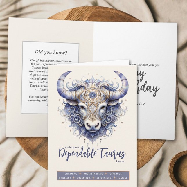 Celestial Bull Fantasy Zodiac Taurus Sign Birthday Kort (Skapare uppladdad)