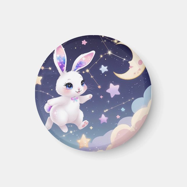 Celestial Bunny Magnet -Kawaii Rabbit Fridge Decor (Framsidan)