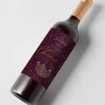 Celestial Burgundy Guld Måne Bröllop Vin