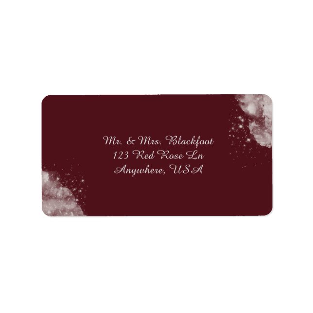 Celestial Burgundy Starlight Address Labels Adressetikett (Framsidan)