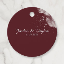 Celestial Burgundy Starlight Favor Tags Gåvor Etiketter