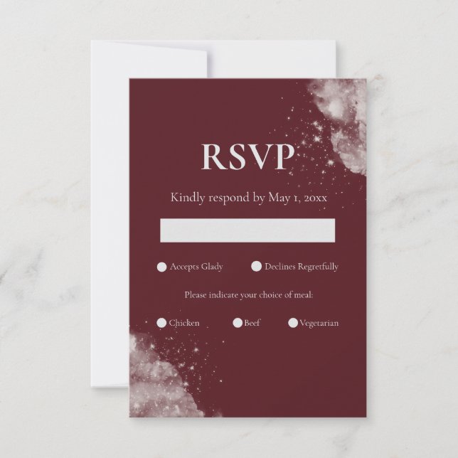 Celestial Burgundy Starlight RSVP Cards OSA Kort (Framsida)
