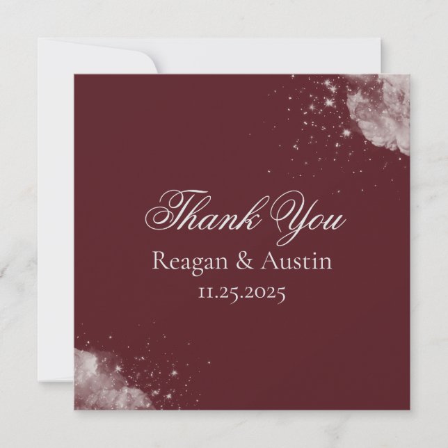 Celestial Burgundy Starlight Thank Cards Tack Kort (Framsida)