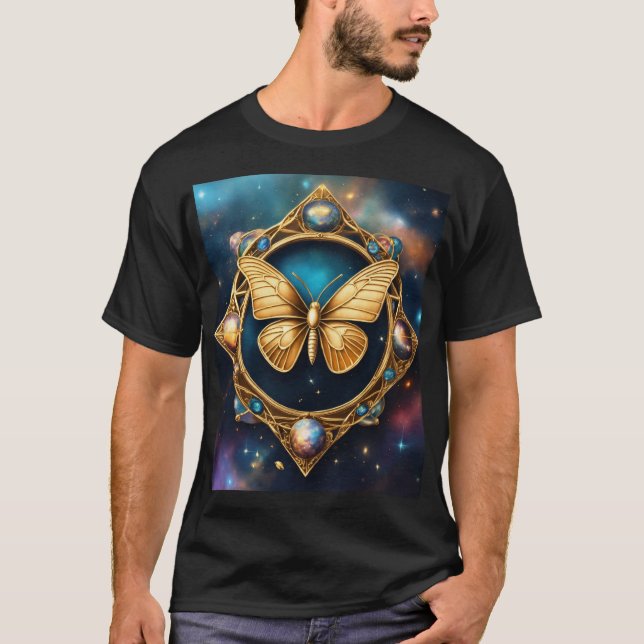 Celestial Butterfly Emblem T Shirt (Framsida)