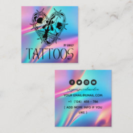 Celestial Butterfly Tattoo Salon Holografisk Fyrkantigt Visitkort