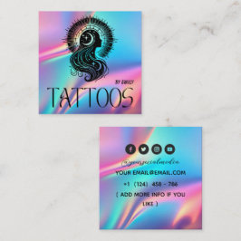 Celestial Butterfly Tattoo-salong Holografisk Fyrkantigt Visitkort