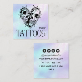 Celestial Butterfly Tattoo-salong Holografisk Fyrkantigt Visitkort