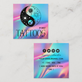 Celestial Butterfly Tattoo-salong Holografisk Fyrkantigt Visitkort