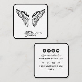 Celestial Butterfly Tattoo-salong Svart och vitt Fyrkantigt Visitkort