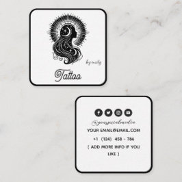 Celestial Butterfly Tattoo-salong Svart och vitt Fyrkantigt Visitkort