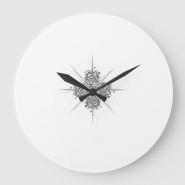 Celestial Calligraphy Mandala - Premium Wall Clock Stor Klocka (Framsida)