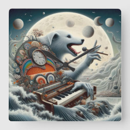 Celestial Canis Pianist Fyrkantig Klocka