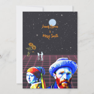 Celestial Canvases of Kärlek Solros Bröllop Inbjudningar