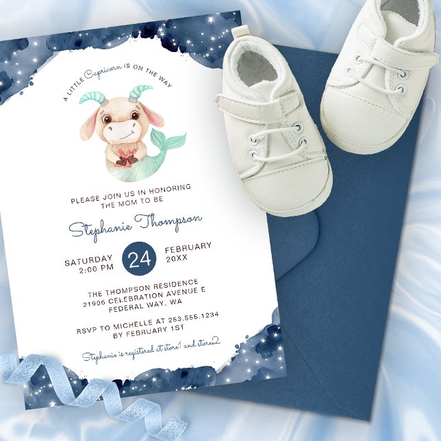 Celestial Capricorn Astrology, babykläder Inbjudningar (Celestial Capricorn Astrology Sign Baby Shower Invitation)