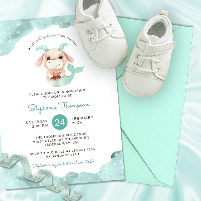 Celestial Capricorn Astrology, babykläder Inbjudningar (Celestial Capricorn Astrology Sign Baby Shower Invitation)