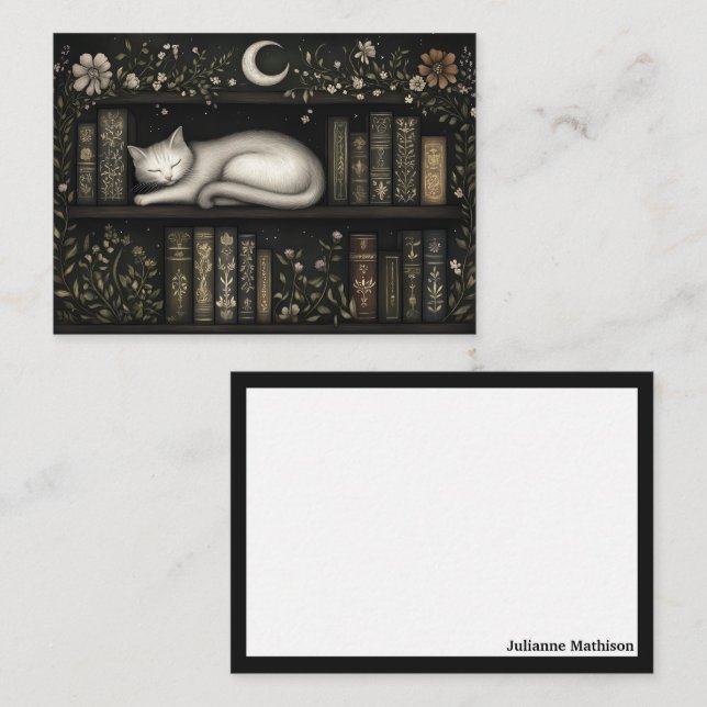 Celestial Cat Bookish Note Cards Anteckningskort (Fram/baksida)
