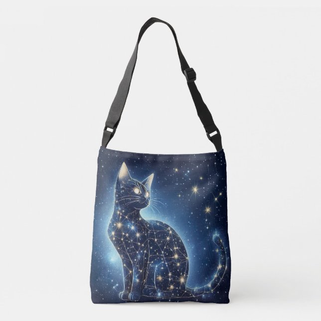 Celestial Cat Tote Bag - Mystical Starry Kattdjur Axelväska (Baksida)