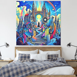 Celestial Cathedral Cityscape Canvastryck