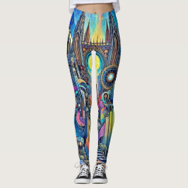 Celestial Cathedral Cityscape Leggings