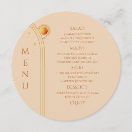 Celestial Champagne Guld Sol Måne Stars Bröllop Meny