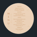 Celestial Champagne Guld Sol Måne Stars Bröllop Meny<br><div class="desc">Celestial Champagne Guld Sol Stars Mystical Bröllop Menu Cards har enkla guld-stjärnor på en champagnebakgrund med dina menydetaljer i mitten i det moderna kalligrafiskriptet för guld. Anpassa genom att redigera texten i textrutorna. Designad för dig ©2024 Evco Studio www.zazzle.com/store/evcostudio</div>