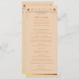 Celestial Champagne Guld Sol Måne Stars Bröllop Program