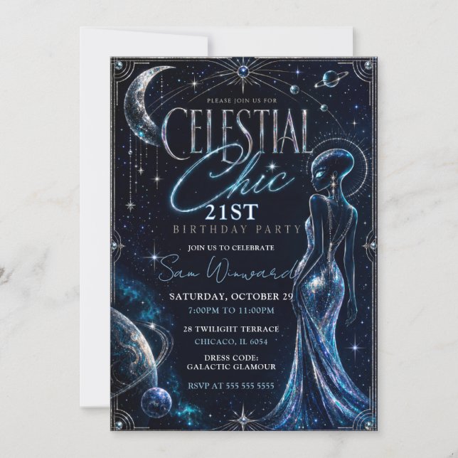 Celestial Chic 21-årsfest Inbjudningar (Framsida)