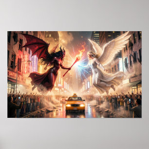 Celestial Clash of Light and Shadow-affisch Poster