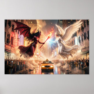 Celestial Clash of Light and Shadow-affisch Poster