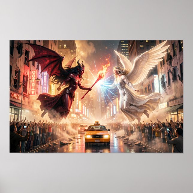 Celestial Clash of Light and Shadow-affisch Poster (Framsidan)