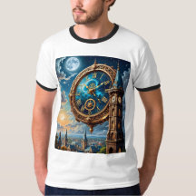 Celestial Clock Torn Fantasy T Shirt