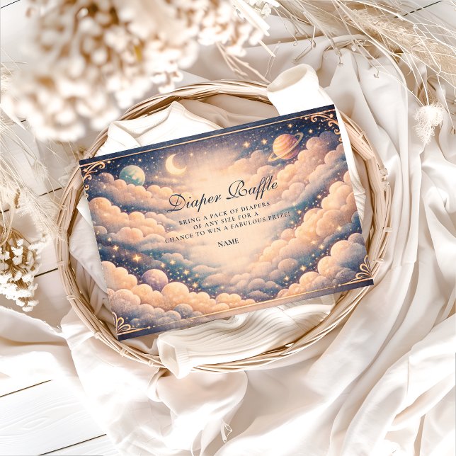 Celestial Clouds Stars Baby Shower Diapper Raffle Tilläggskort (Skapare uppladdad)