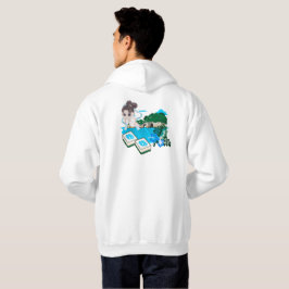 Celestial Coast Breeze Chibi Mahjong Konst Hoodie