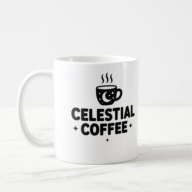 Celestial Coffee Mugg - Måne & Stars Cosmic Kopp (Vänster)