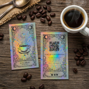 Celestial Coffee Shop Vintage Holografisk Visitkort
