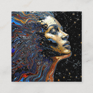 "Celestial Cognition" – En Surreal Porträtt Fyrkantigt Visitkort